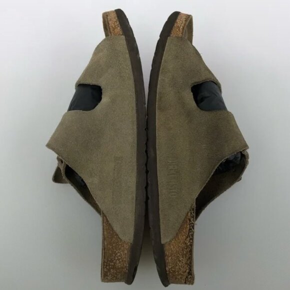 Birkenstock Suede Tan/Green Slip On Sandal Shoes Size EU 39 US 8-8.5 - Picture 2 of 4